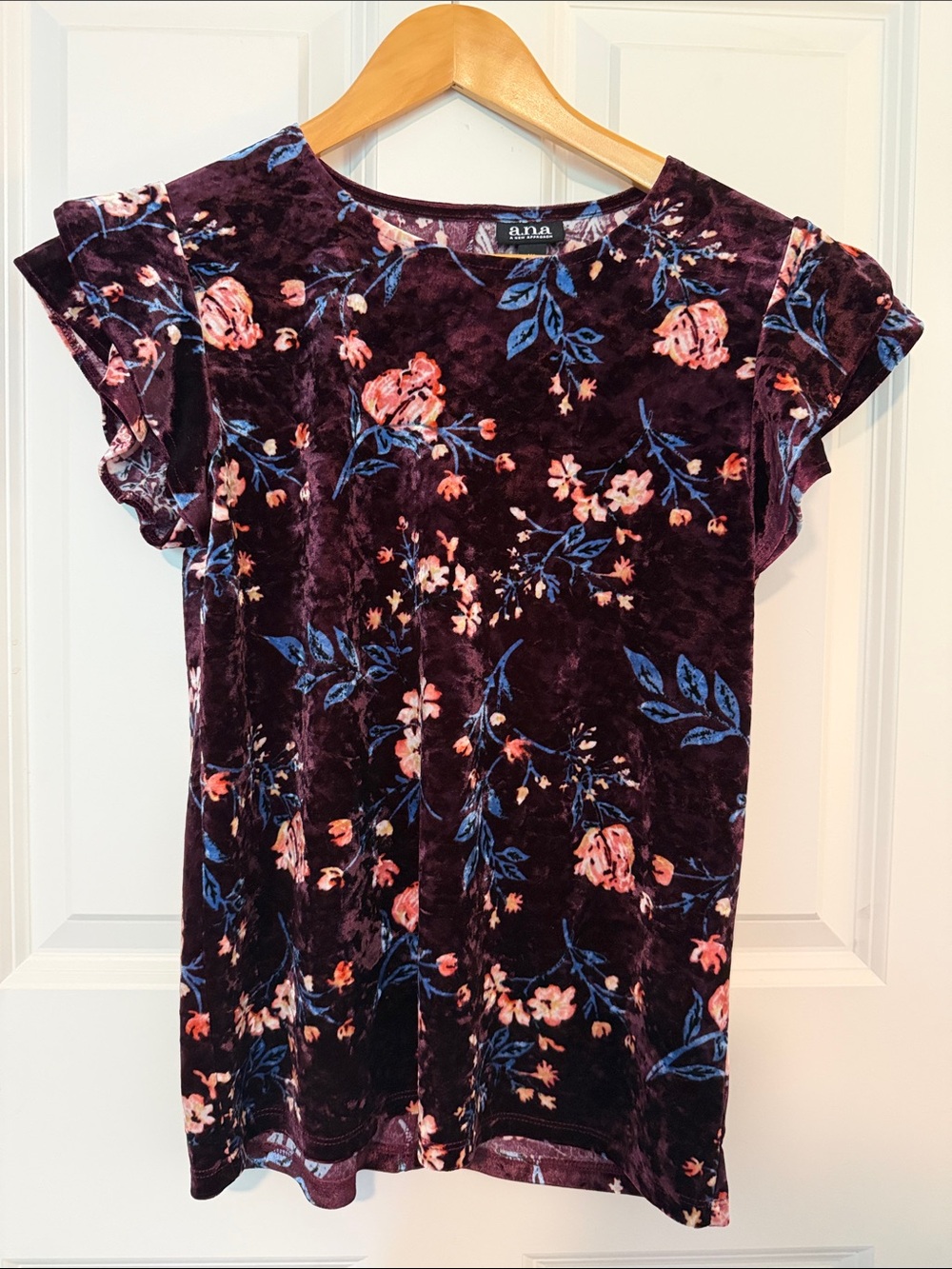 ANA Velvet Short-Sleeve Top - Plum